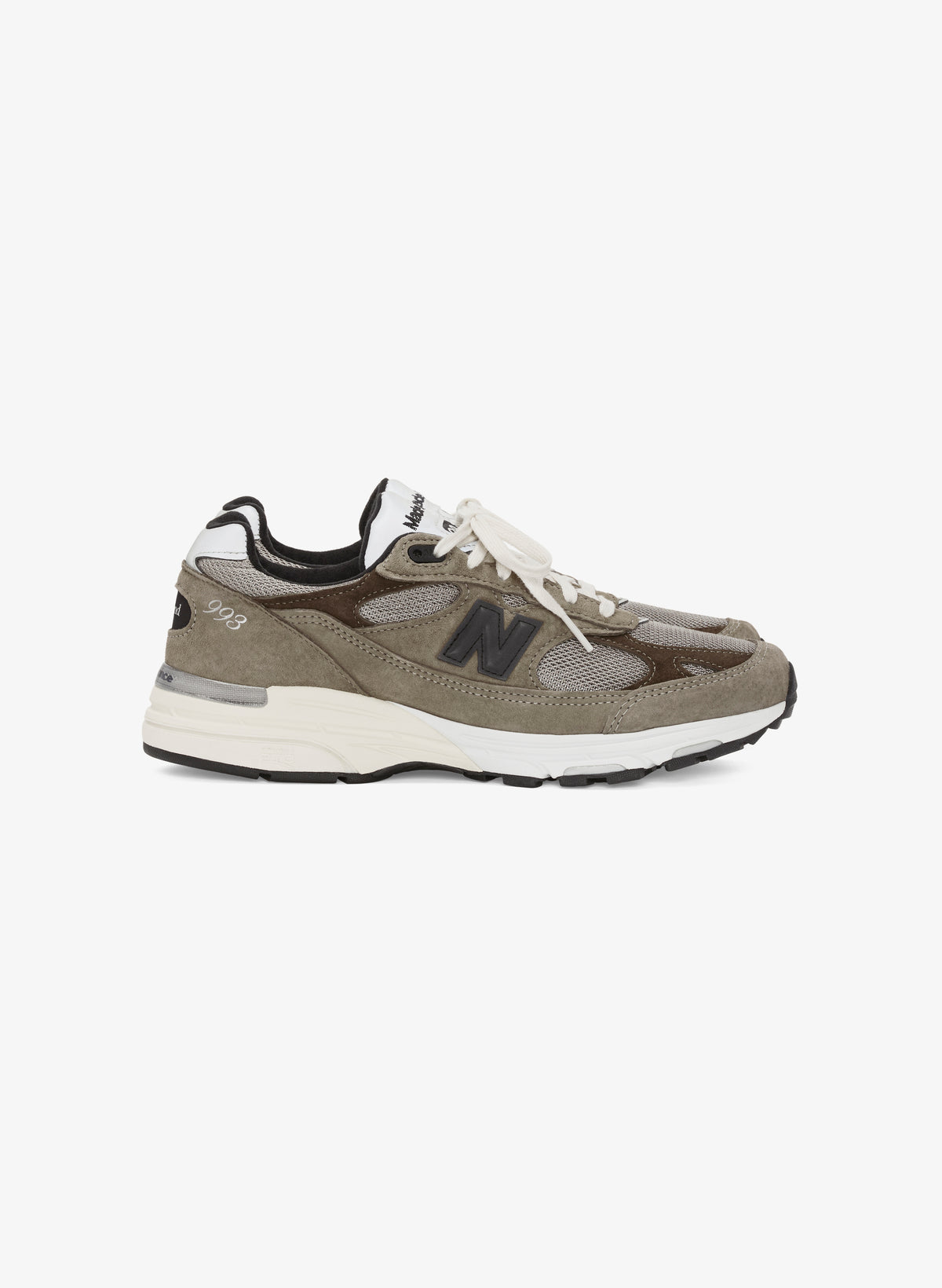 JJJJound x New Balance 993 Mushroom White，侧面照片 1