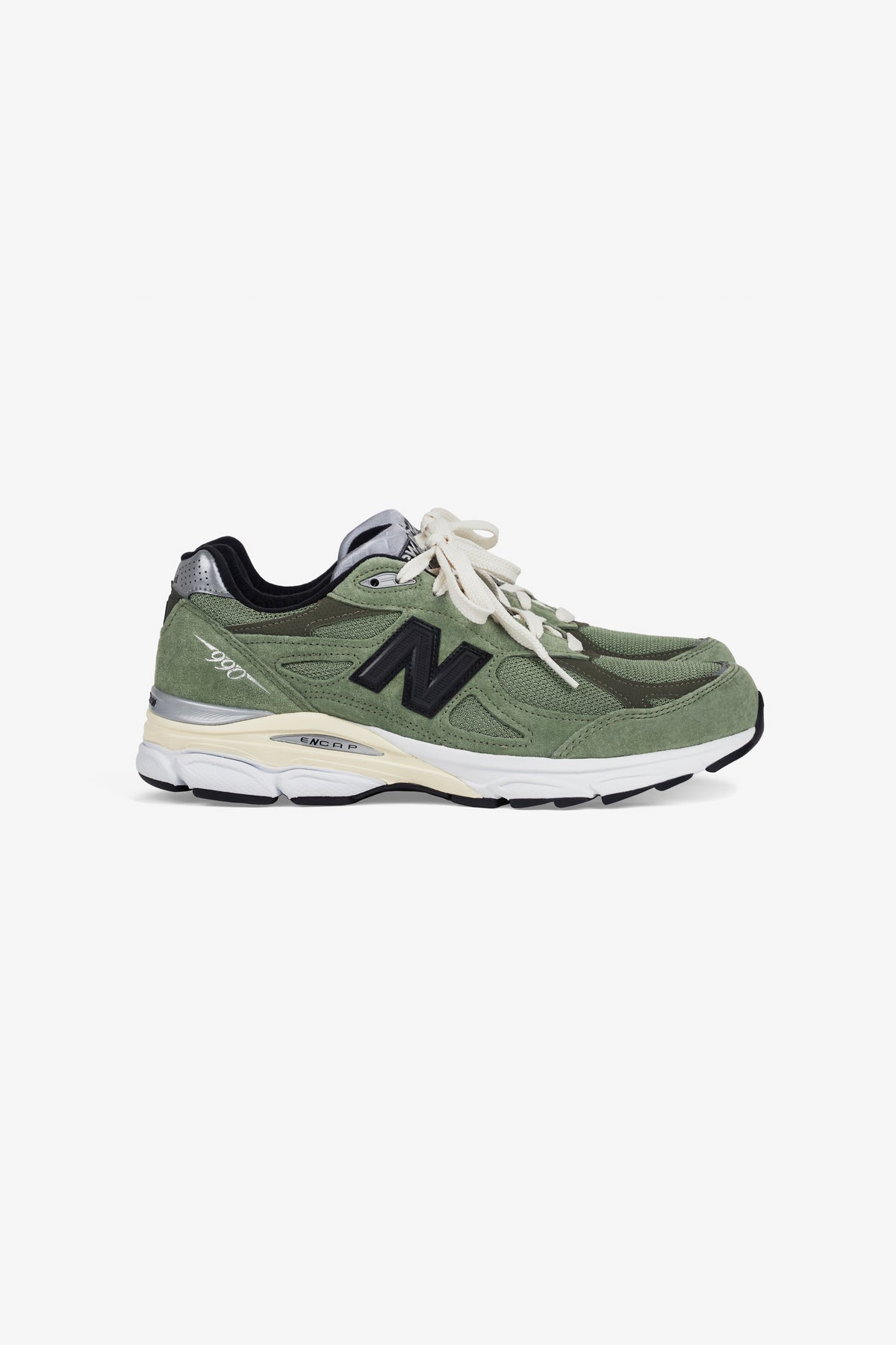 JJJJound x New Balance 990v3 Olive，侧面照片 1